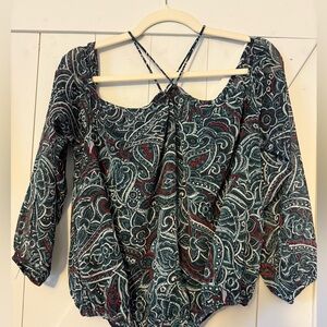 Paisley Print Women's Top - Green and Red